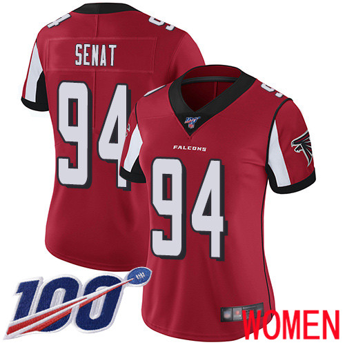 Atlanta Falcons Limited Red Women Deadrin Senat Home Jersey NFL Football 94 100th Season Vapor Untouchable